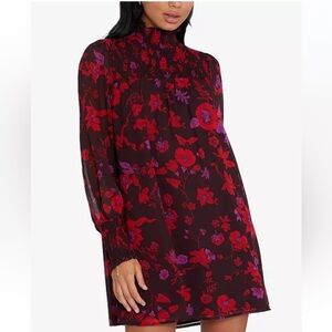 Floral Red and Purple Women's Dress #151